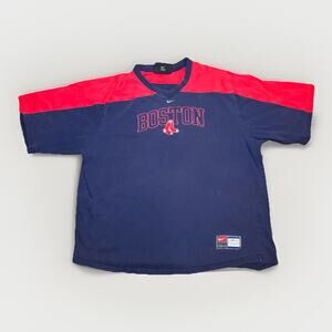 Nike Boston Red Sox MLB Shirt Men’s Large Navy Red V-Neck Team Apparel